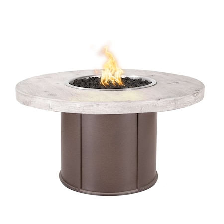 The Outdoor Plus Fresno Wood Grain and Steel Fire Pit 60, Ebony Concrete Top, Java Powder Coat Base, Liquid Propane OPT-FRS60FSEN-EBN-JAV-LP